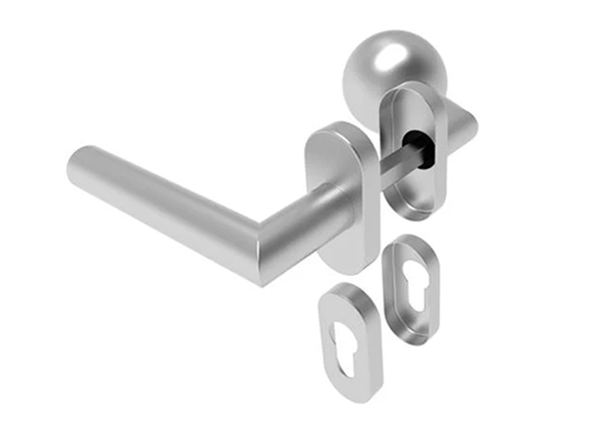 D8-05G-L-I - Inox leva kvaka za vrata sa kuglom i rozetnama