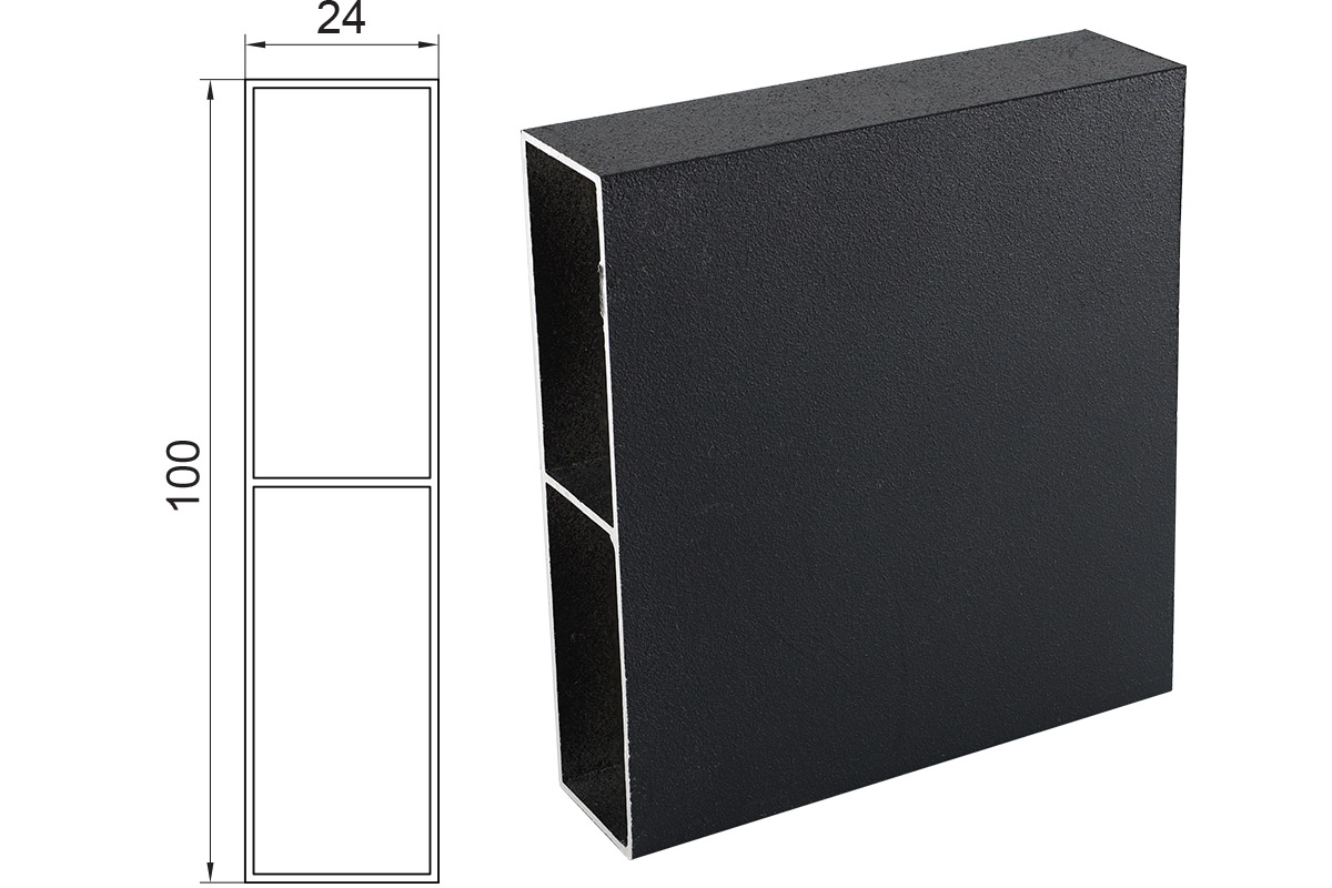 WPCF2705 - aluminijumski panel za ograde 600x100x24x1.1 - lyctum crna